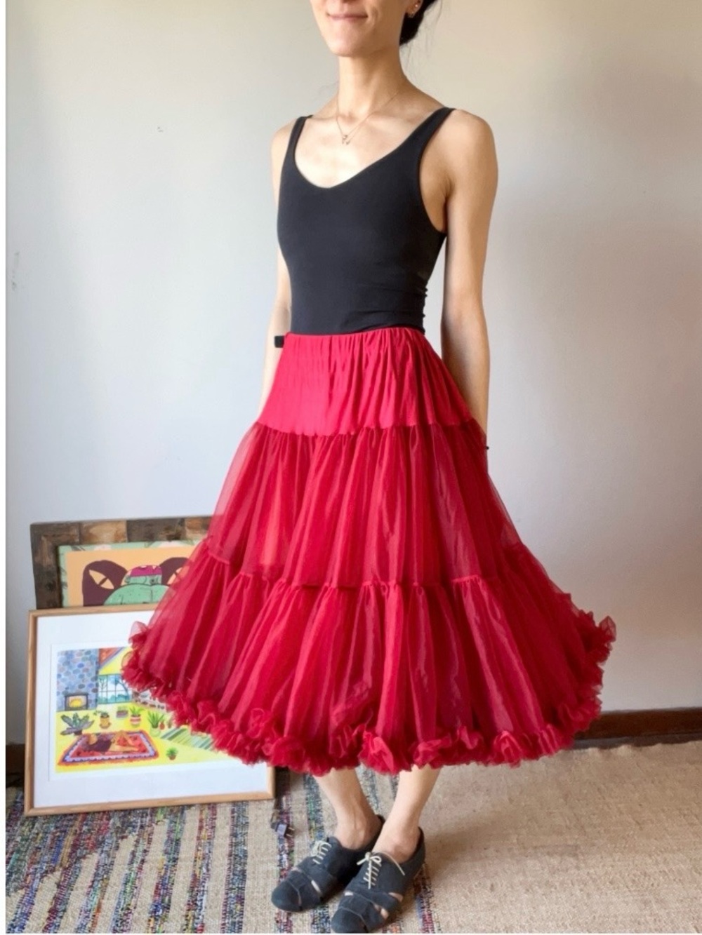 Vintage malco modes made in USA deep red petticoat skirt